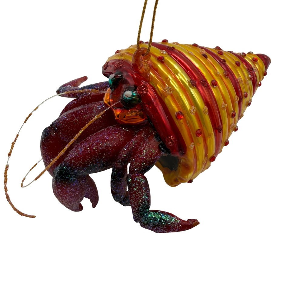 Kurt Adler Blown Glass Hermit Crab Christmas tree Ornament Glitter